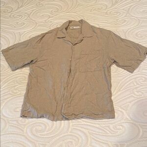 Zara Men's Casual Button Down Shirt - Tan